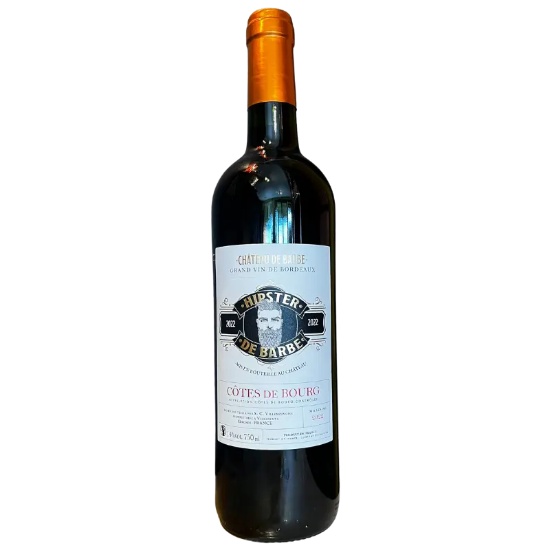 Bouteille de Côtes de Bourg Rouge 2023, Hipster du Château de Barbe - Les 2 cavistes