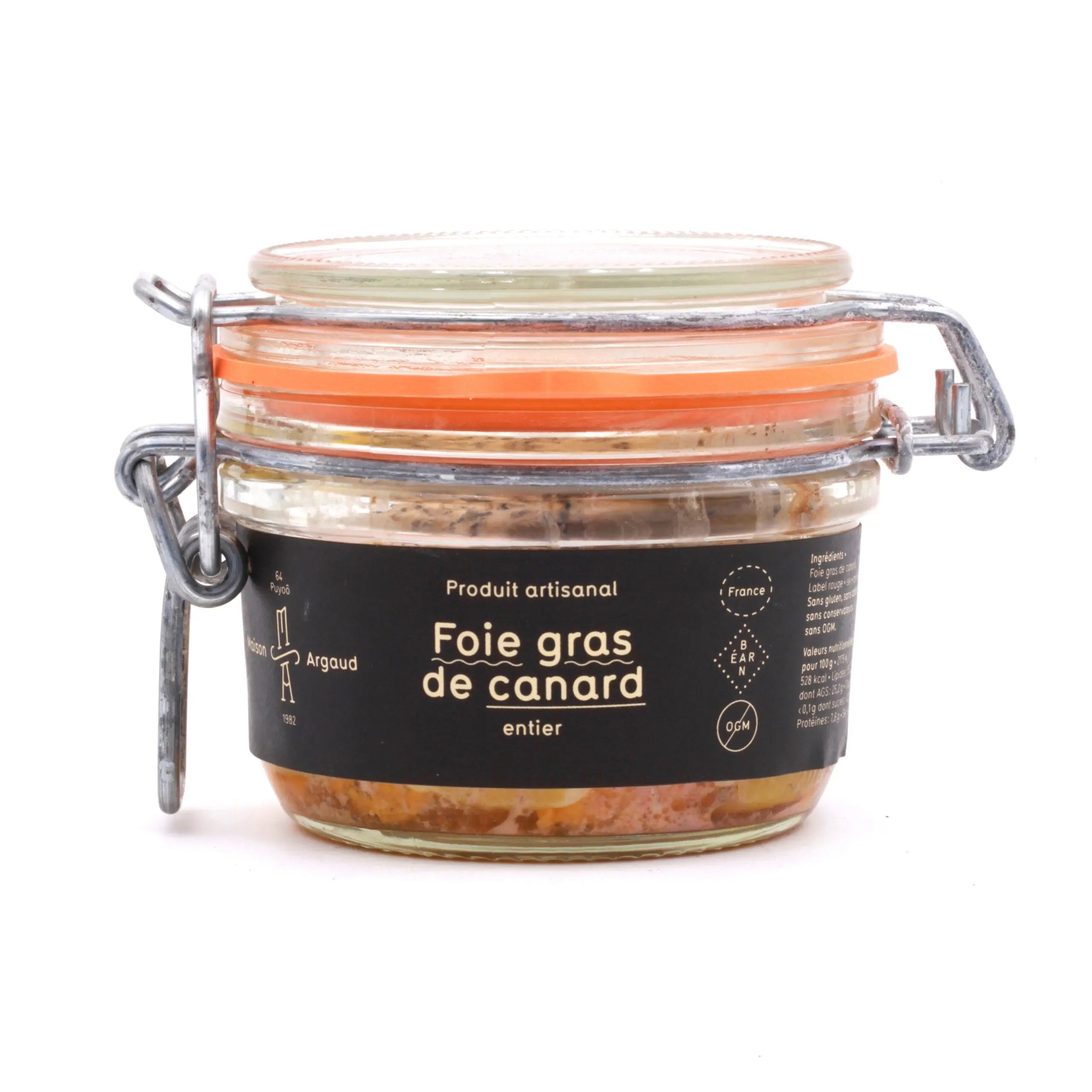 Bocal de foie gras de canard entier Label Rouge Maison Argaud 115 g