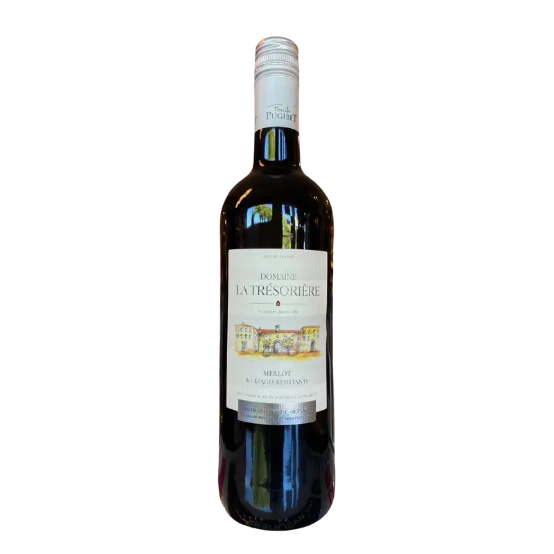Bouteille de vin rouge sans alcool Domaine la Trésorière 75 cl